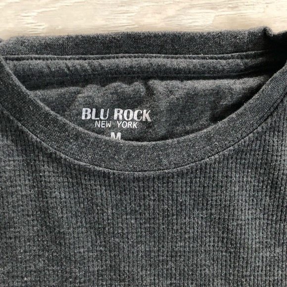 Men’s Blu Rock Gray Thermal Waffle Knit T-Shirt Top - Picture 12 of 16